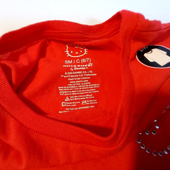 Hello Kitty Girls Red T-Shirt With Rhinestone Design  Size S  Sanrio - Picture 3 of 6